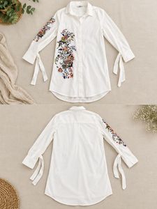 White Floral Print Button-Up Shirt