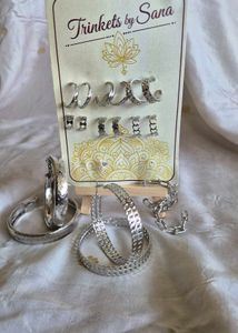 Silver Hoop Earring Set