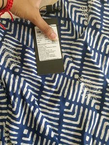 Stylish Blue Geometric Print Kurta
