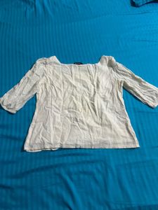 Cream Square Neck Button-Up Top