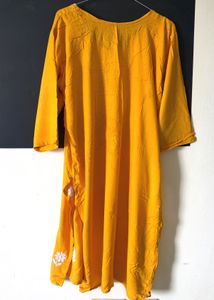 Chikankari Lucknowi Kurta Set - Mustard &amp; Lavender