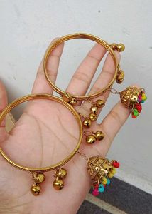 Golden Jhumki Bangles - Adorable Charm!