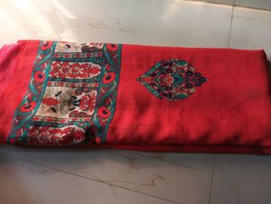 Vibrant Red Ethnic Saree with Intricate Print