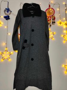Elegant Long Wool kurti with Fur Collar
