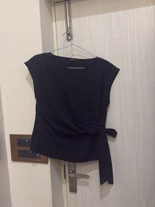 Chic Black Tie-Waist Top