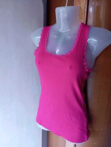 Ribbed Lace Trim Tank Top