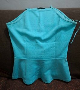 Aqua Blue Peplum Tank Top