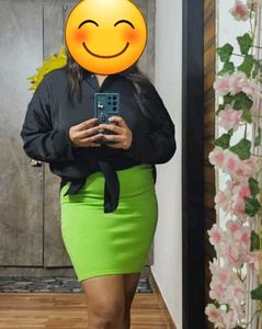 Lime Green Casual Skirt