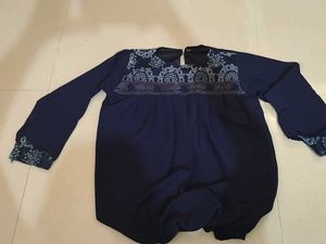 Elegant Navy Blue Embroidered Blouse