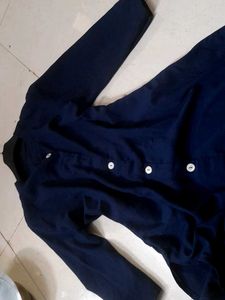 Navy Button-Down kurta indowestern