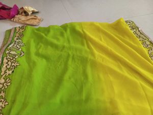 Elegant Green &amp; Yellow Saree