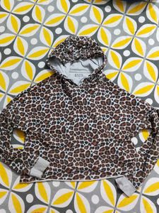 Leopard Print Cropped Hoodie