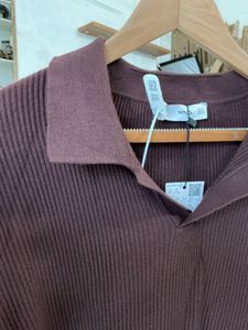 Men's Burgundy Textured Polo Shirt