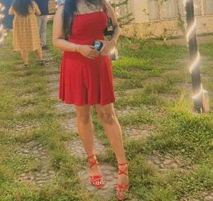 Red Ribbed Mini Dress