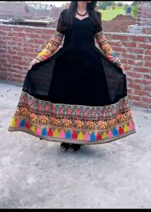 Embroidered Black Gown