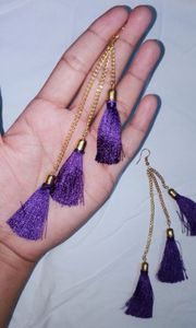 Purple Tassel Drop Earrings