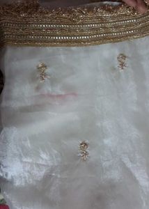 Embroidered embelished bollywood tissue pure silk