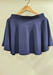 Purple Feather Navy Blue Skater Skirt (Women's)