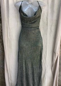 Sparkly Cowl Neck Maxi Dress