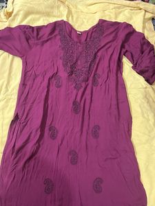 Purple Embroidered Kurta