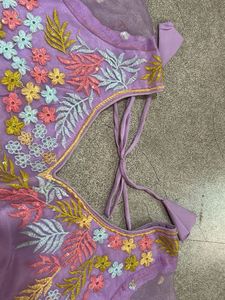 Designer Embroidered Purple Blouse