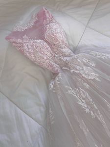 Elegant Lace Embellished pink ball Gown