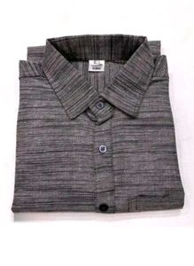 Men's Grey Textured Short Sleeve Shirt