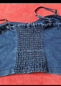 Denim Button-Up Crop Top