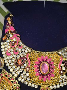 Exquisite Pink &amp; Gold Kundan Necklace Set