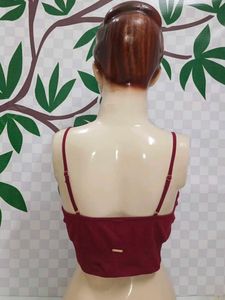 (1200)Burgundy Lace Trim Bralette