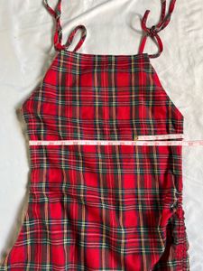 Plaid Mini Dress with White Top