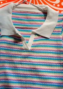 Rainbow Striped Knit Top