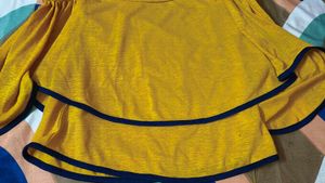 Yellow Cold Shoulder Top