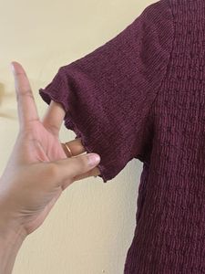 Chic Plum Textured Button-Up Top