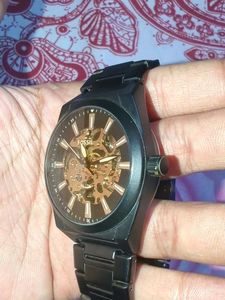 Men's Black Automatic Skeleton Watch