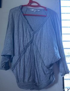 Gray Rayon T-shirt/ Casual Top (Size : L)