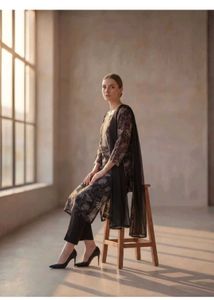 Elegant Black Floral Kurta Set