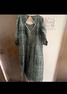Embroidered Striped Kurta with White Pants
