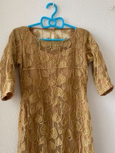 Elegant Gold Leaf Print Kurta