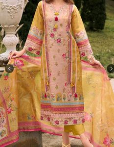 Yellow Floral Print Kurta Set with Dupatta