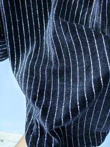 Velvet Striped Button-Up Shirt