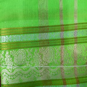 Vibrant Green Cotton Saree