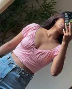 Cute Pink Ruched Crop Top
