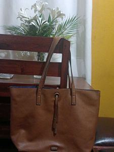 Stylish Brown Faux Leather Tote Bag