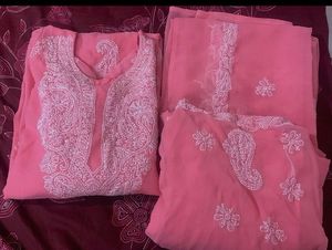 Pink Chikankari Kurta set