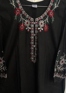 Elegant Embroidered Black Kurta
