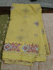 Beautiful Yellow Embroidered Saree