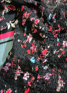 Black Floral Smocked Puff Sleeve Mini Dress