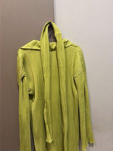 Pleated Lime Green Button-Up Tunic
