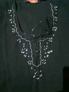 Elegant Black Abaya with Silver Embroidery